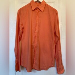 Benetton Tangerine Light Weight Long Sleeve Button Up (S)